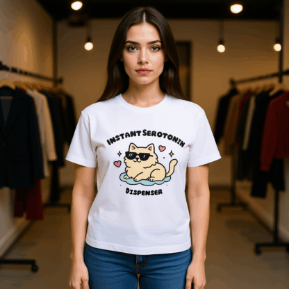 Instant Serotonin Dispenser – Cartoon Cat T-Shirt