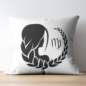 Virgo Zodiac Pillow – Elegant Silhouette with Laurel Wreath