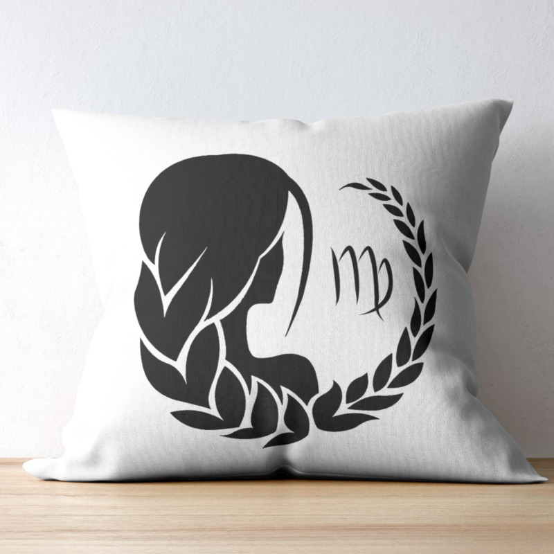 Virgo Zodiac Pillow – Elegant Silhouette with Laurel Wreath