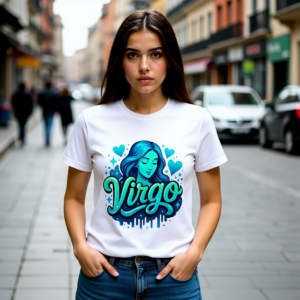 Virgo Zodiac T-Shirt Cosmic Series White
