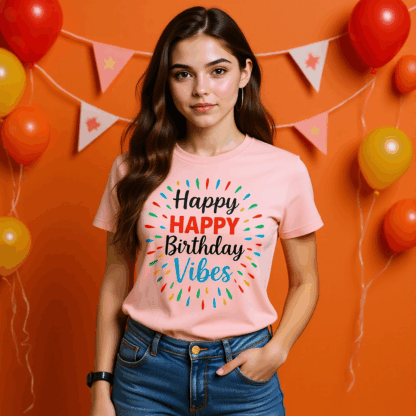 Happy Birthday Vibes T-Shirt – Pastel Burst Edition