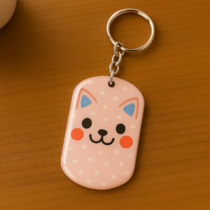 Polka Dot Kitty Keychain – Pink Edition