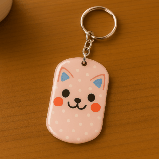 Polka Dot Kitty Keychain – Pink Edition