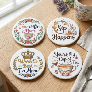 Tea-rrific Coasters — Set of 4 (Mother's Day Edition)