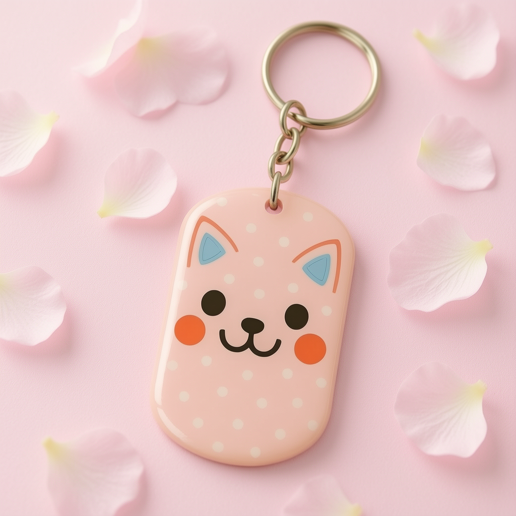 Polka Dot Kitty Keychain – Pink Edition - Image 2