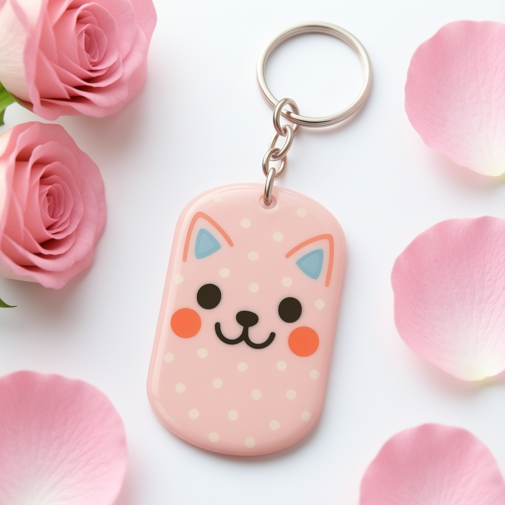 Polka Dot Kitty Keychain – Pink Edition - Image 3