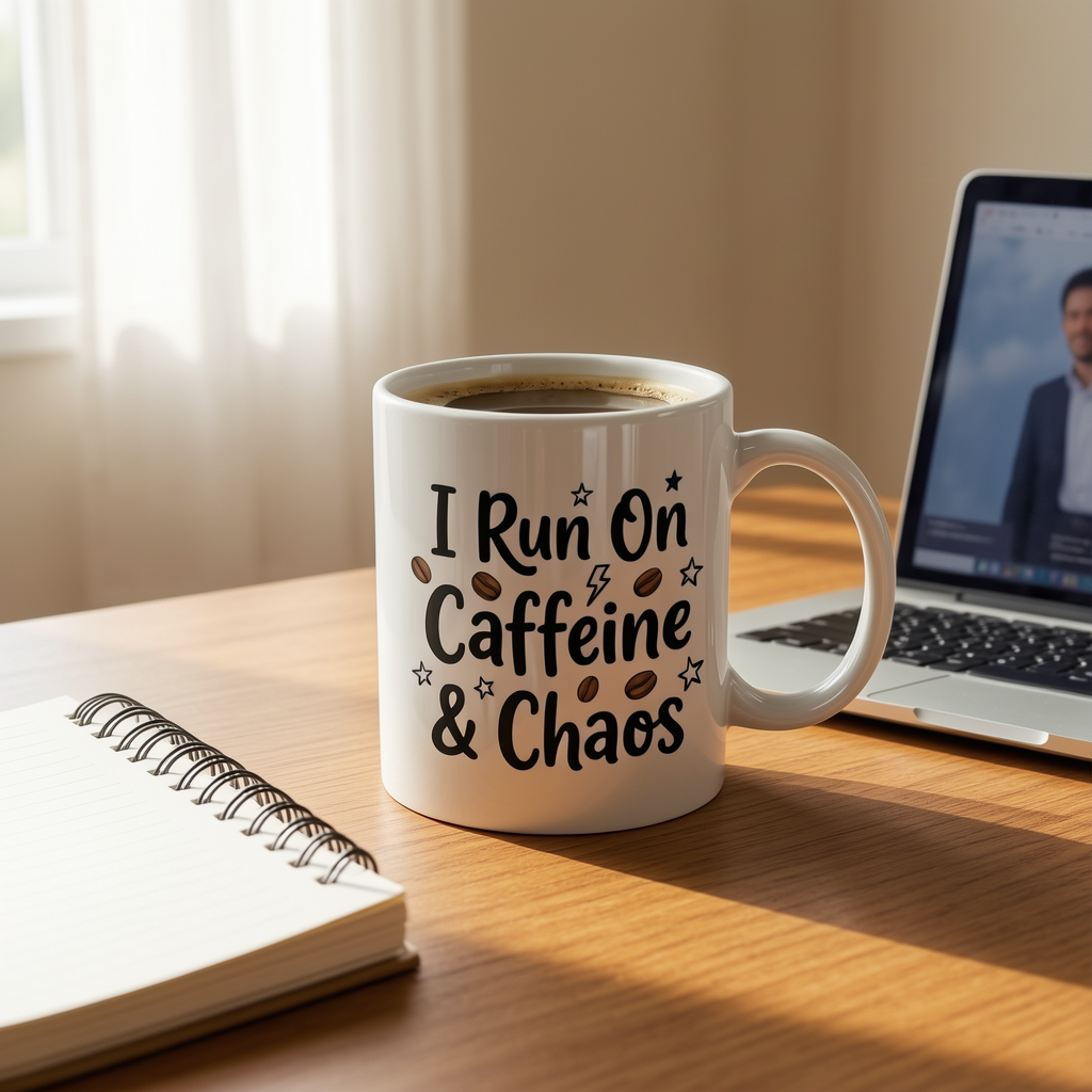 Caffeine and Chaos - Custom Ceramic Mug 11oz - Image 3