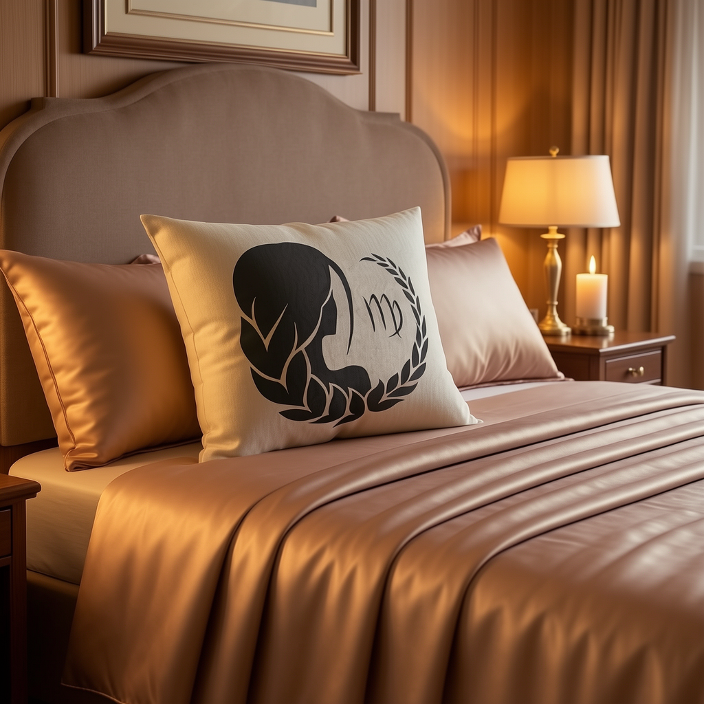 Virgo Zodiac Pillow – Elegant Silhouette with Laurel Wreath - Image 2