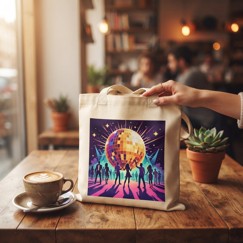 Funky Disco Ball Retro Tote Bag - Image 3