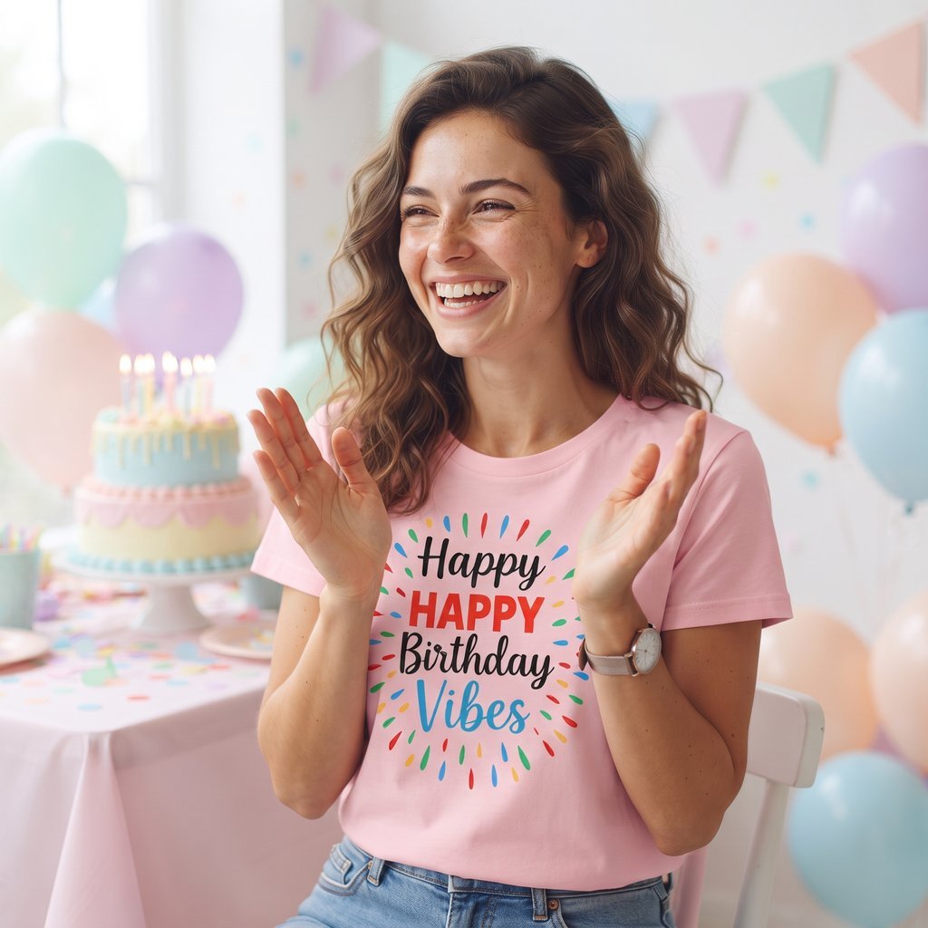Happy Birthday Vibes T-Shirt – Pastel Burst Edition - Image 3