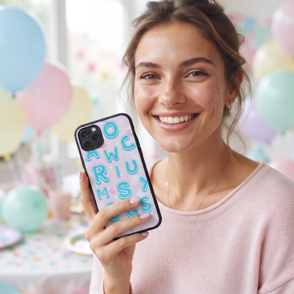 Bubble Letters Birthday Phone Case – Pastel Alphabet Edition - Image 2