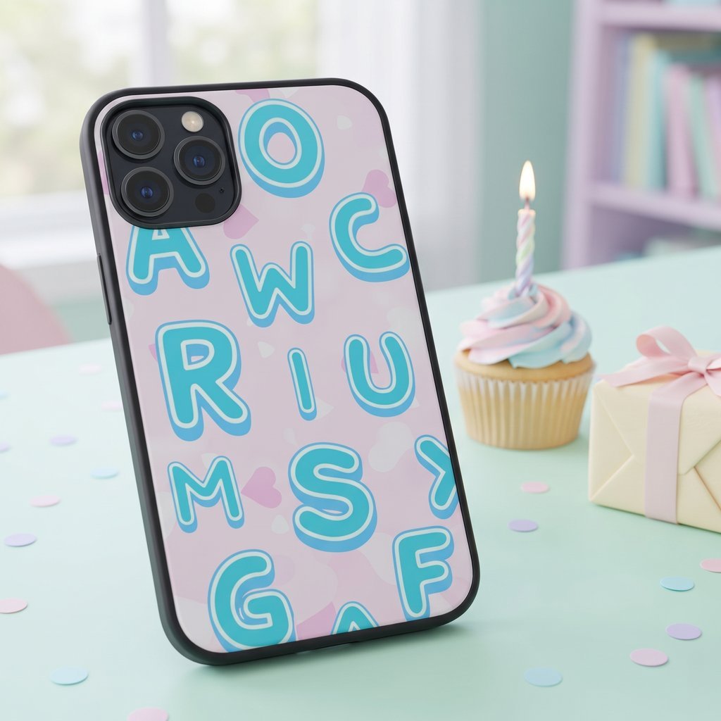 Bubble Letters Birthday Phone Case – Pastel Alphabet Edition - Image 3