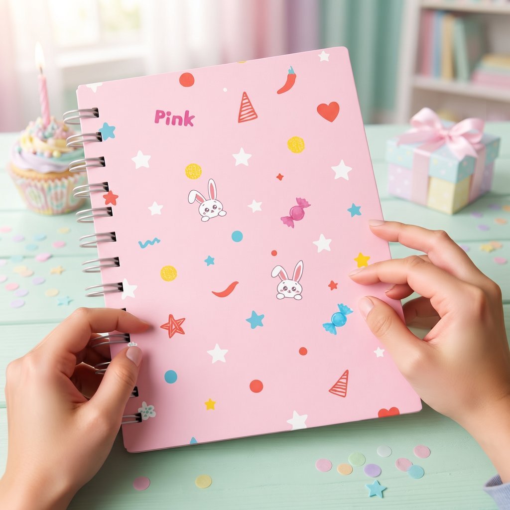 Pink Party Bunny Birthday Notebook – Spiral Edition - Image 3